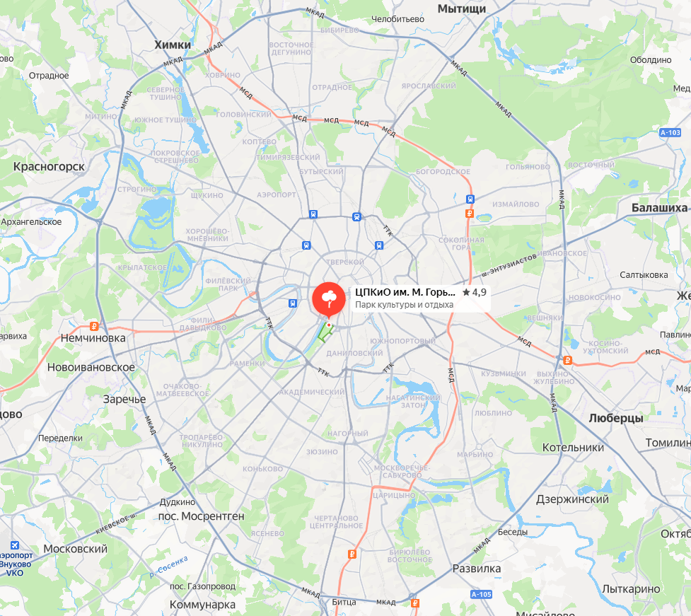 Парк Горького на карте