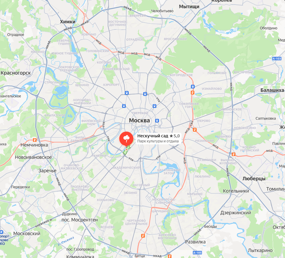 Нескучный сад на карте
