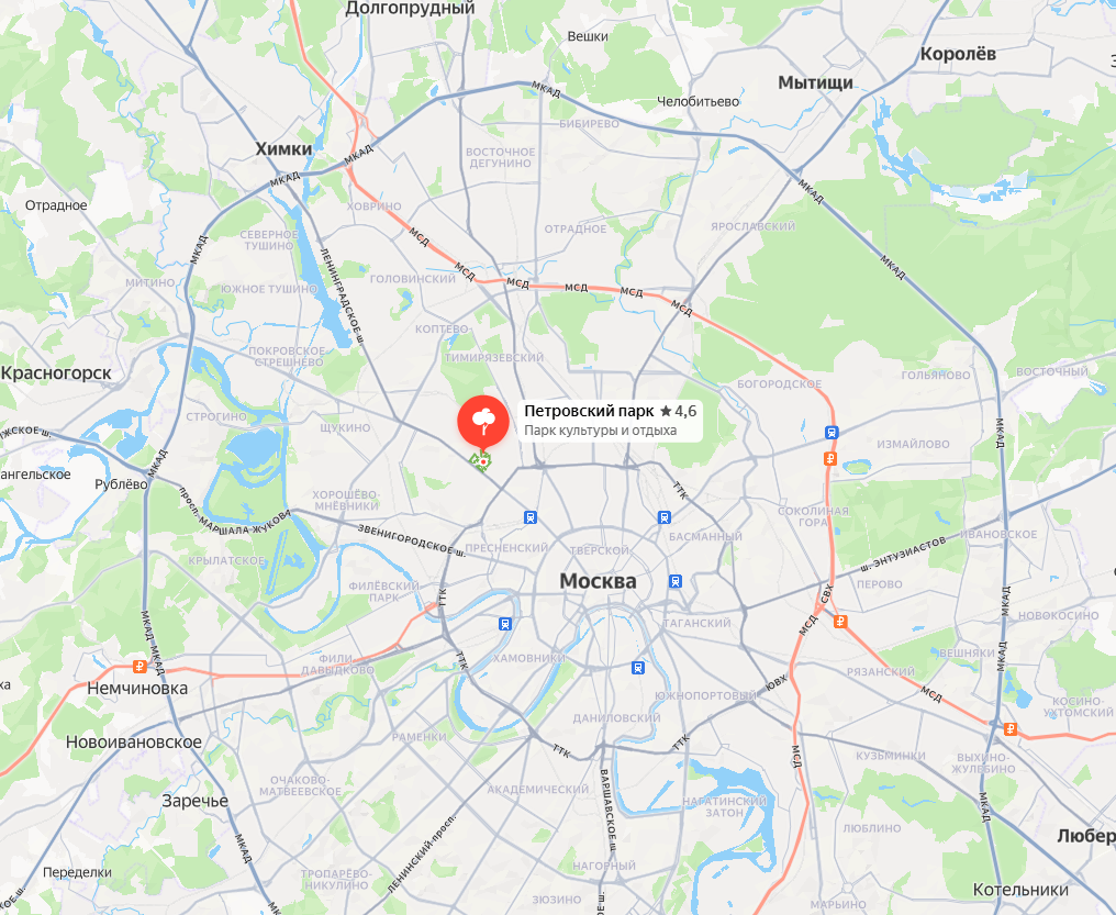 Петровский парк на карте