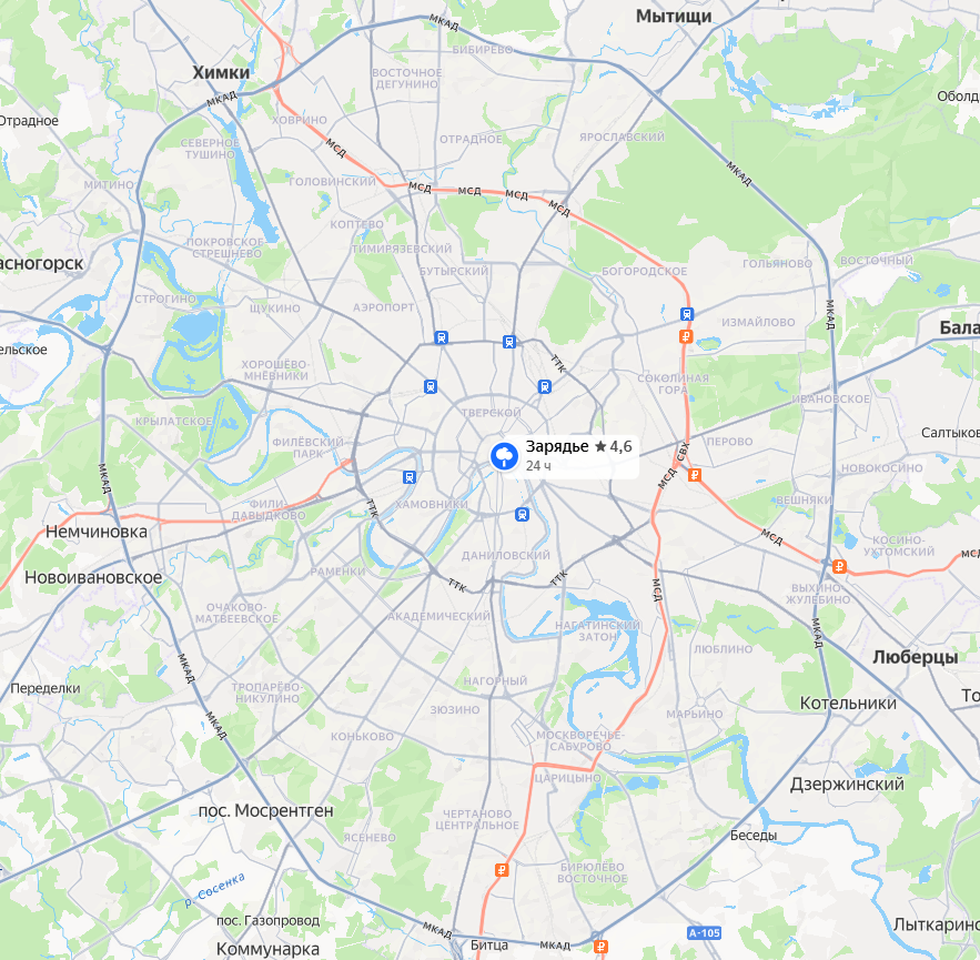 Зарядье на карте