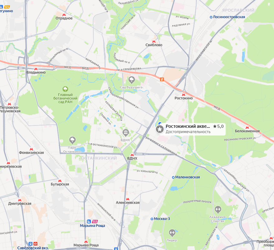 Ростокинский акведук на карте с метро