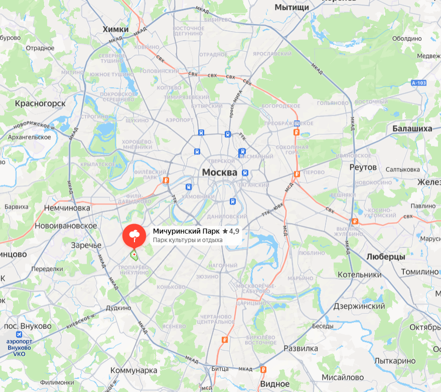 Парк Олимпийской деревни на карте
