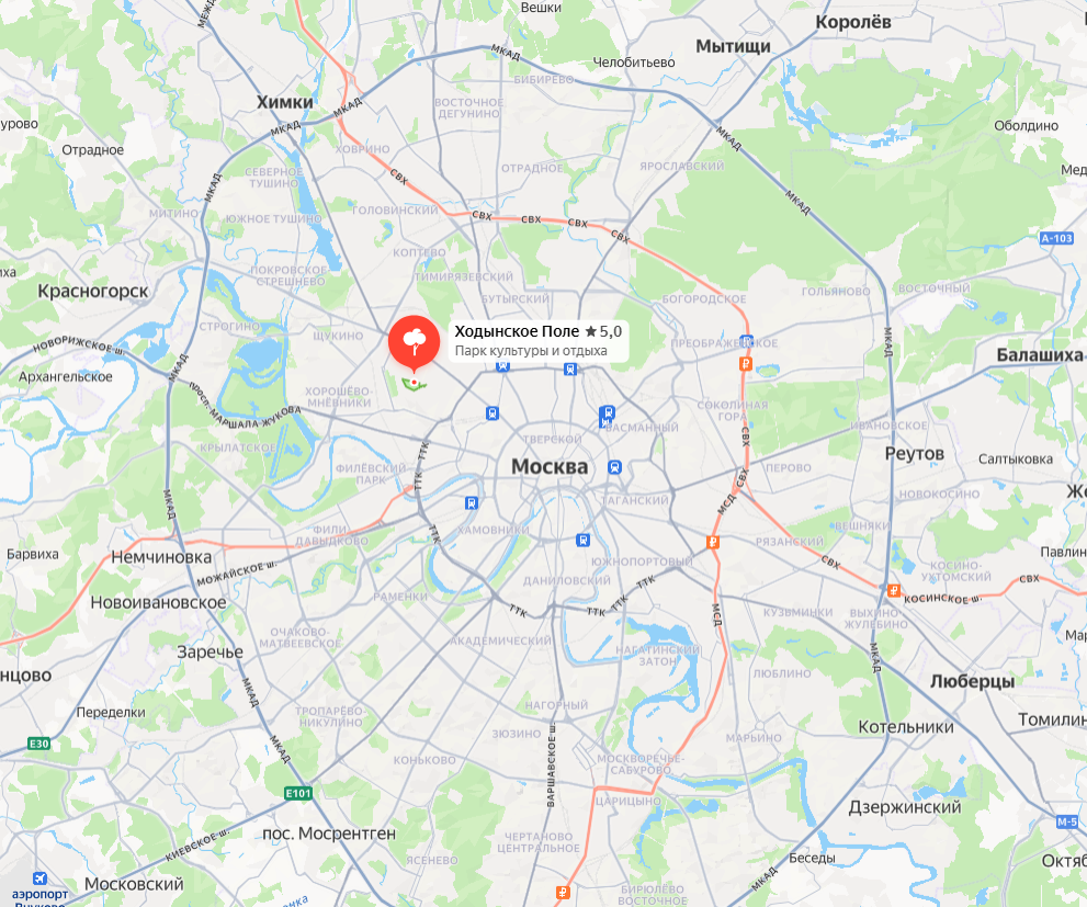 Ходынское поле на карте