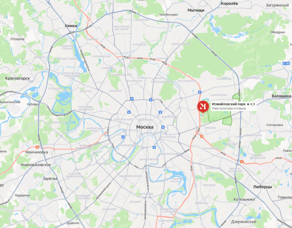 Измайловский парк на карте