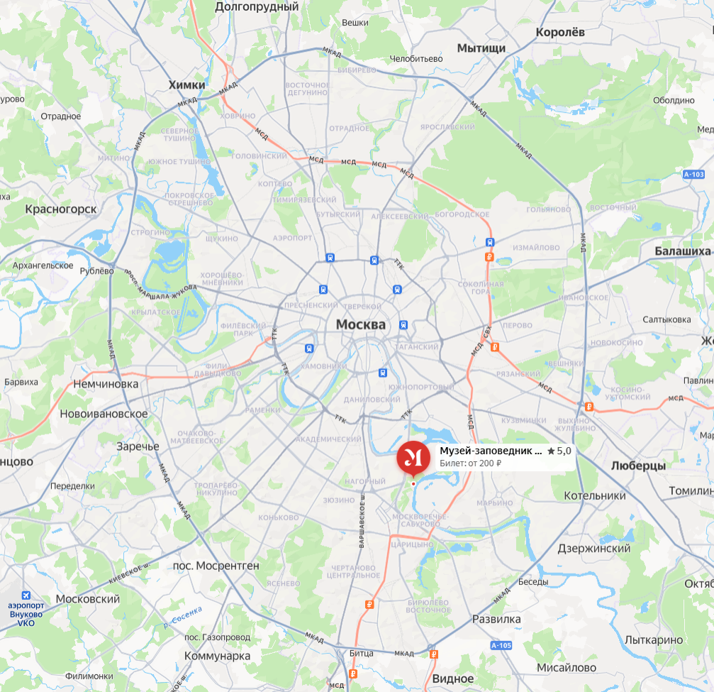 «Коломенский» парк на карте